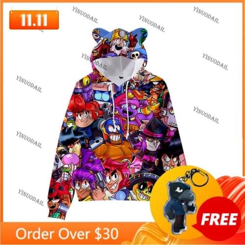Cartoon Star Demon Mecha Crow Shooter Shark Cute Cat Ear Kids Hoodie Boys Girls Jacket Tops Shoot Shooting 3D Sweatshirt