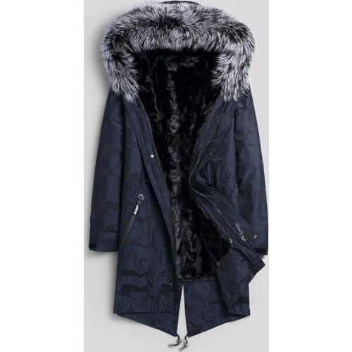 Real Fur Coat Natural Mink Fur Coat Winter Jacket Men Real Fox Fur Collar Warm Parkas Plus Size Jackets JLK18JYP16 MY2001