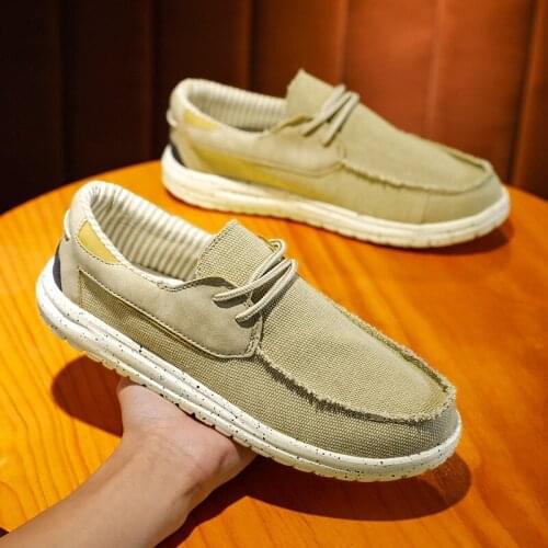 Mens Flat Canvas Shoes, Breathable Casual Driving Shoes, Non-slip Easy To Put On And Take Off Mens Soft Large Size Loafers46