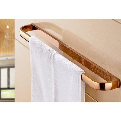 Wall Mounted Luxury Polished Rose Gold Brass Bathroom Single Towel Bar Towel Rail Holder Bathroom Accessory mba867