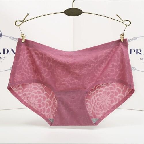 New female Panties underwear women sexy ice silk lace Underwear Seamless lady Underpants Solid low-Rise Lingerie High Quality