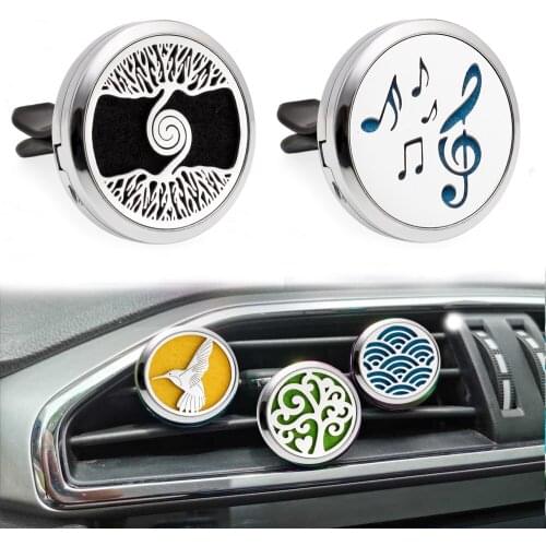 Aromatherapy Car Perfume Diffuser 30mm Magnetic Essential Oil Aroma Diffuser Locket Auto Air Freshener Vent Clip 10pcs Free Pads