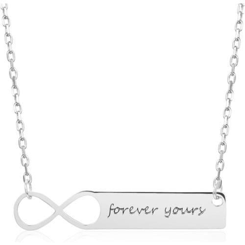 Personalized Jewelry Gifts Stainless Steel Engraving Rectangle Name Necklace Customized Infinite Sign Necklaces Birthday Collier