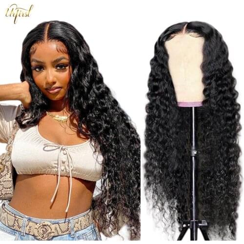 Deep Wave Lace Front Wig Peruvian 13x4 Lace Front Human Hair Wigs Transparent Lace Closure Wig For Black Women Remy Frontal Wig