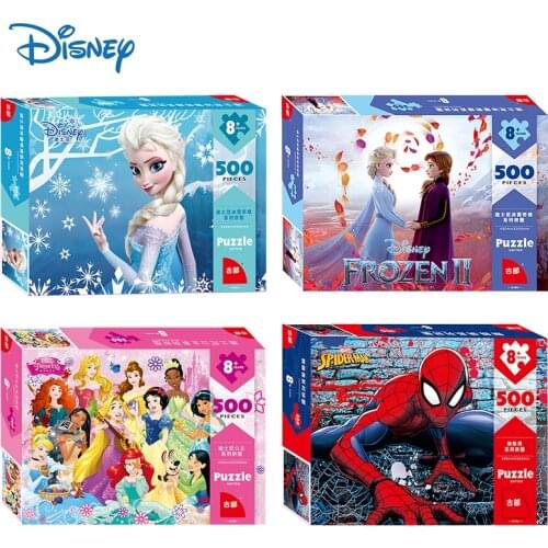 Genuine 500 Pieces Puzzles Educational Learning Toy Original Disney Princess Snow White Frozen The Avengers Marvel Kids Adults