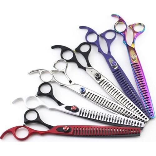 Professional Japan 440c steel 8 inch Pet dog grooming hair scissors dog Thinning Barber pet scissor shears Hairdressing Scissors