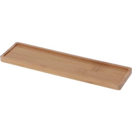 Rectangle Shape Bamboo Wood Saucer Plant Tray Mini Plant Flower Pot Stand Favor Succulent Pot Tray Simple Elegant Design