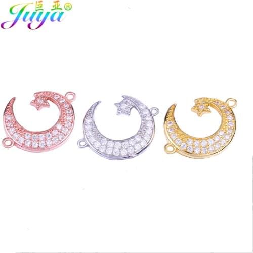 Juya DIY Religious Jewelry Findings Handmade Allah Crescent Moon Connector Charms Accessories For Islamic Muslim Jewelry Making