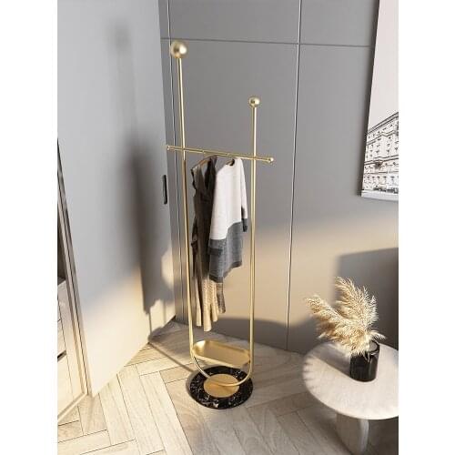 Zq Light Luxury Coat Rack Floor Iron Simple Modern Hallway Metal Multi-Functional Clothes Hanger
