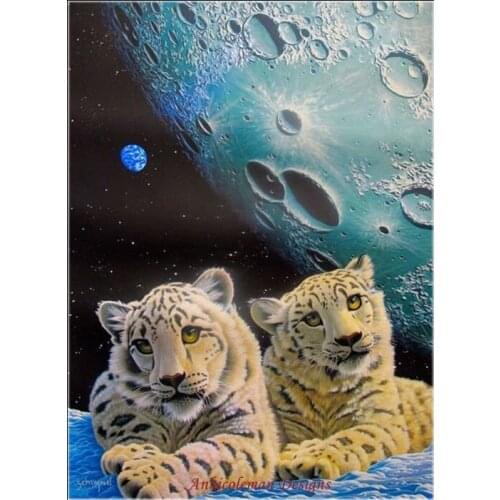 Needlework for embroidery DIY DMC High Quality - Counted Cross Stitch Kits 14 ct Oil painting - Lair of The Snow Leopard
