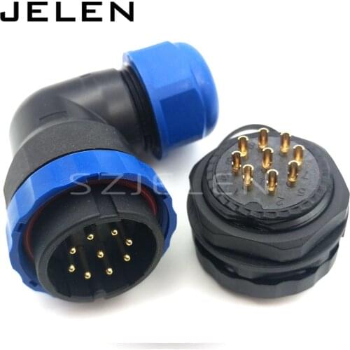 SD28 90 degree elbow waterproof connector 9 pin IP68 Panel Mount connectors, Machinery automation wire connectors