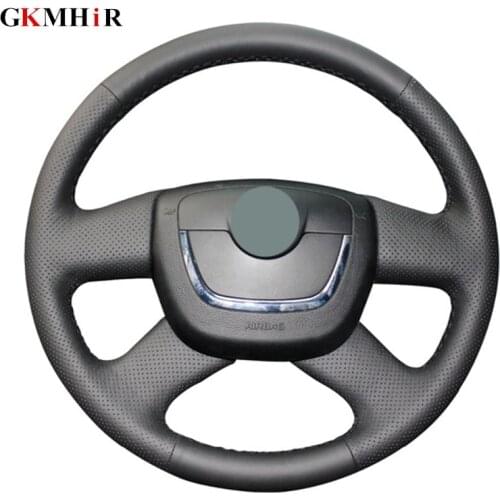 Hand-stitched Black Artificial Leather Car Steering Wheel Cover for Skoda Octavia Superb 2012 Fabia Skoda Octavia a5 2012