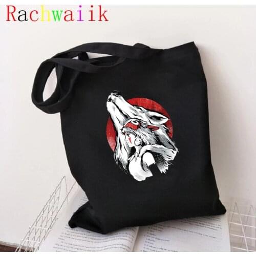 Anime Totoro Shopping Bag Graphic Tote Harajuku Shopper Bag Women Canvas Shoulder Bag Female Ulzzang Funny Eco Spirited Away