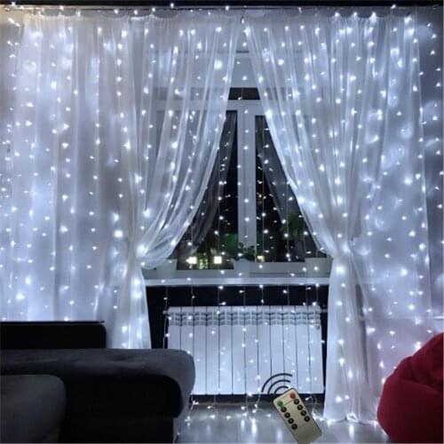 Remote 3*2.5M Led icicle String Light Curtain lights Waterproof Lamp Fairy Garland New Year Garden House Christmas Tree Decor