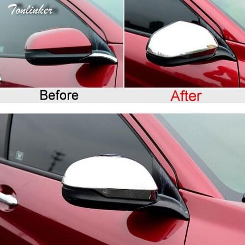 Tonlinker 2 PCS DIY Car Styling NEW ABS Chrome The Reverse Outside Mirrors Light Box Case Stickers for HONDA VEZEL HRV 2014-15
