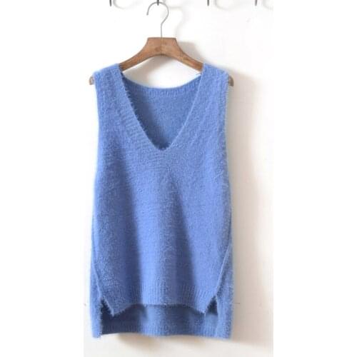 2018 Spring Autumn Fashion Solid All Match V-Neck Knitted Vest Sweet Pullovers Knitting Vests Elegant Sleeveless Sweaters Mw147