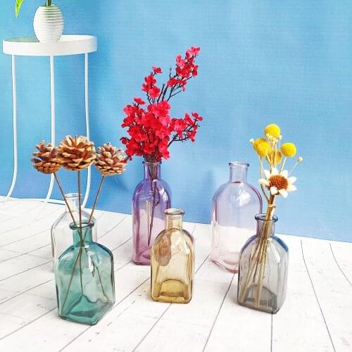 Stained Glass Vase Transparent Simple Glass Vase Dining Table Crafts Ornaments Home Vase Home Decoration Accessories
