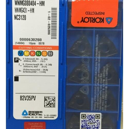 WNMG080404-HM NC3120 WNMG080408-HM NC3120 100% original KORLOY Carbide insert Processing: alloy steel, Quenched steel, etc