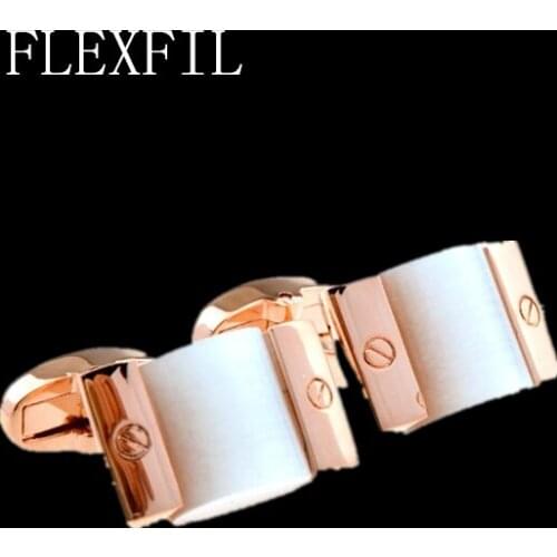 FLEXFIL Luxury shirt cufflinks for mens Brand cuff buttons cuff links gemelos High Quality crystal wedding abotoaduras Jewelry
