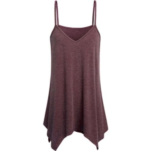 Women Summer Off Shoulder Tank Casual Spaghetti Strap Irregular Hem Camisole Plus Size 5XL