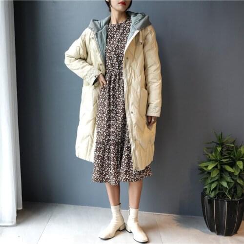 Winter Best-selling Womens Down Jacket Fashion All-match Over-knee Warm Jacket Women Outdoor Leisure Mid-length Cotton Jacket