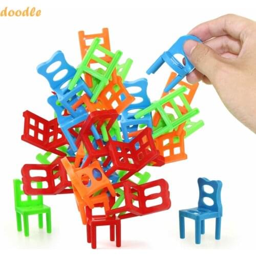 18Pcs/set Stacking Chairs Game Mini Balance Blocks Toy Assembly Plastic Blocks Balancing Training Game Kids Educational Toys