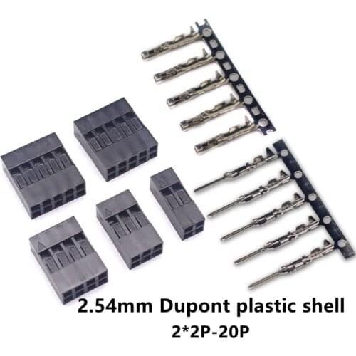 50PCS 2.54 Dupont Connector 2.54mm Pitch Double Row Plastic Shell Plug 2*2P/3/4/5/6/7/8/-20P Dupont wire shell