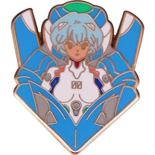 Anime Lovers Accessories EVANGELION EVA Ayanami Rei Cute Cartoon Metal Enamel Lapel Clothes Coats Bag Badge Brooch Pin