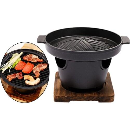 BBQ Grill Alcohol Stove Non-stick Lightweight Portable Hibachi Roasting Meat Outdoor Camping Cooker