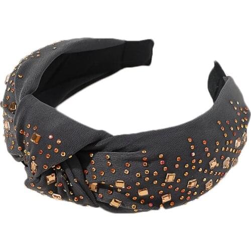 Shining Head Hoop Crystal Rhinestone Headband Wide Side Hair Hoop Middle Knotted Hairband Makeup Wash Face Hair Bands Headdress