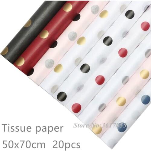 20pcs 50x70cm Dot Print Tissue Papers Sydney Paper Flower Wrapping Paper Bouquet Floral Wrapping Paper Party Xmas Gift Wrapping