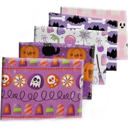 Design Happy Halloween Printed Bullet Textured Liverpool Patchwork Tissue Kids home textile 50*145cm