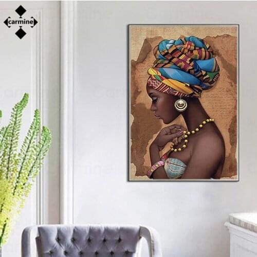 Home Interior Decor African Woman Wall Poster and Print Exotic Canvas Picture Frameless Wall Art Printing Picture for Home Decor