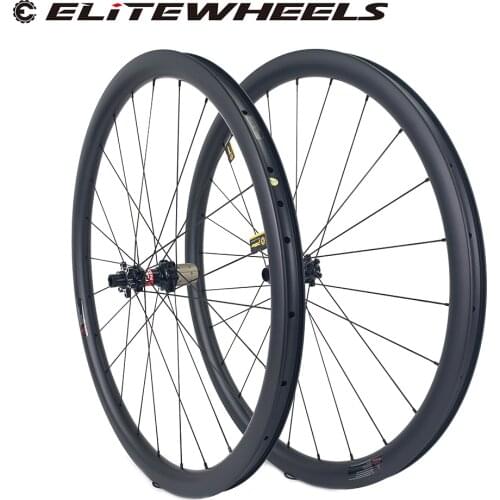 ELITEWHEELS Road Disc Brake Carbon Wheelset 25mm Width 38mm Depth Carbon Fiber Rim Novatec D411 D412 Hub Pillar 1423 Aero Spoke