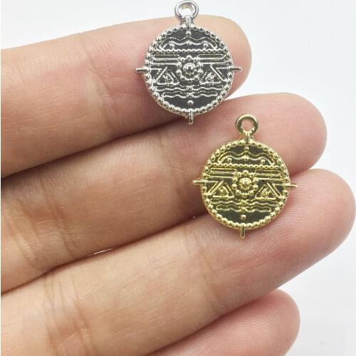 Eruifa 20pcs 12mm Beutiful Coin gold/Silver plated Zinc alloy Charms Pendant Jewelry DIY Necklace Bracelet Earrings 2 colors