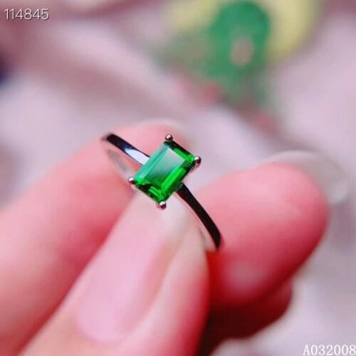 KJJEAXCMY fine jewelry 925 sterling silver inlaid natural diopside ring new elegant female ring support test hot selling