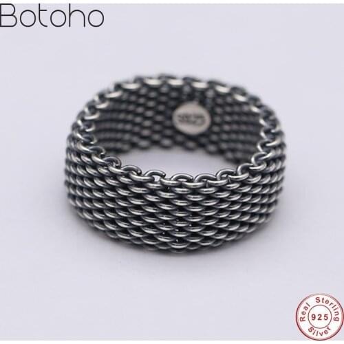Real 925 sterling silver colour 10mm Wide Weave ring men women jewelry dropshipping Retro Thai silver colour Couple rings