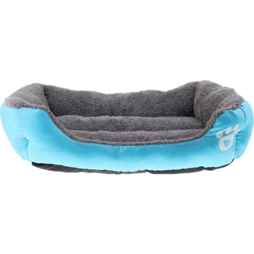 Paw Prints Pet Sofa Shape Bed Dog Mat Waterproof Bottom Soft Fleece Warm Cat Bed