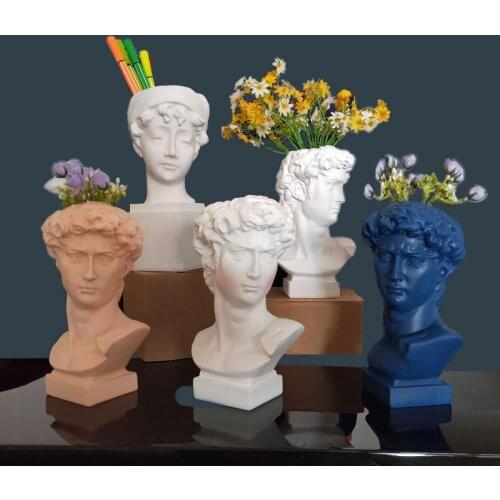 Nordic style Creative Receive a Pen Container Human Head Decorative Ornaments Resin David Venus Vase Flower Arrangement