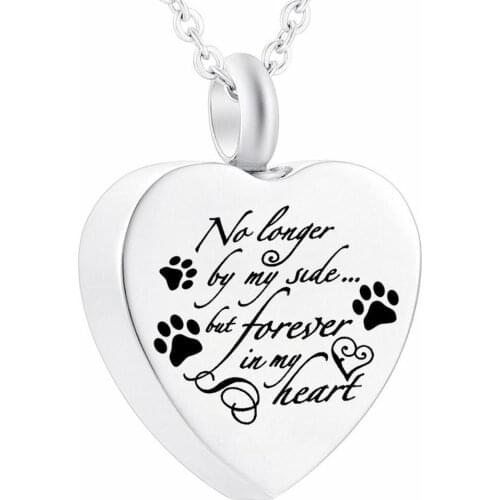 Cremation Jewelry for Ashes Love Heart Paw Print Pet Urn Necklace Pendant Memorial Ash Jewelry with Fill kit and Gift Velvet bag