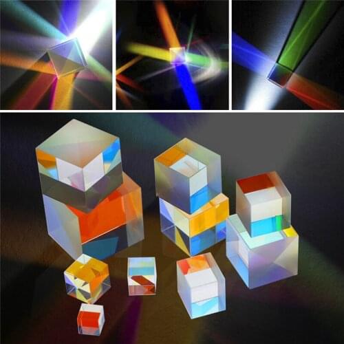 Prism Six Sided Bright Light Combine Cube Prism Stained Glass Beam Splitting Prism Optical Experiment Instrument