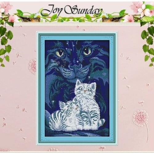 Two Little White Tigers Counted Cross Stitch 11CT 14CT Cross Stitch Set Wholesale Cartoon Cross-stitch Kit Embroidery Needlework