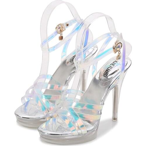 New Arrival 2020 Ladies Luxury High Heels Discoloration PVC Transparent Sexy Sandals Designer Girls High Heel Womens Shoes