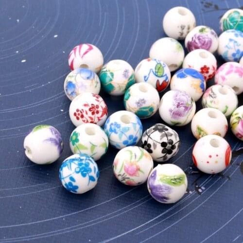 Wholesale 200Pcs/lot Multi Designs Ceramic Beads 8MM 10MM Necklace Bracelets Diy Beads For Jewelry Making Round Spacer Beads
