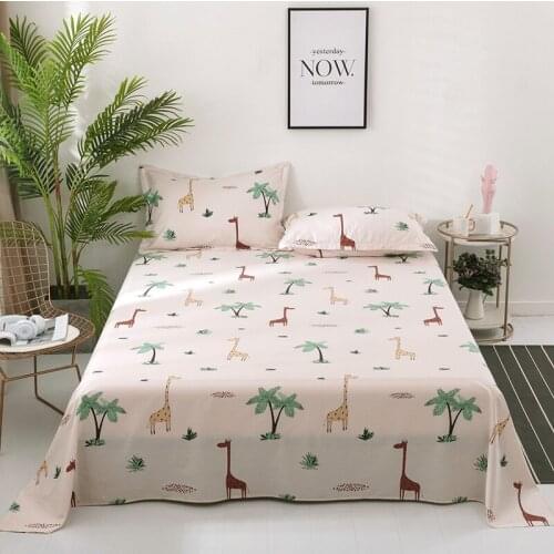 100% Cotton Dinosaur Bedding Sheet Pliad Elastic Washable Flat Sheets No Fade No Pilling Durable Bedspreads For Double Queen Bed