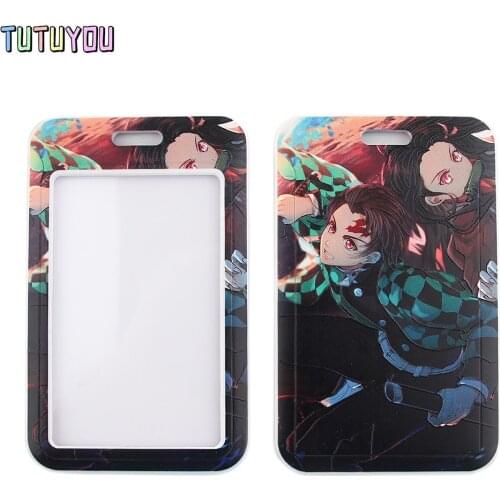 1pc PC2560 Anime Demon Slayer Lanyard Card Holder Student Hanging Neck Phone Lanyard Badge Subway Access Card Holder Jewelry