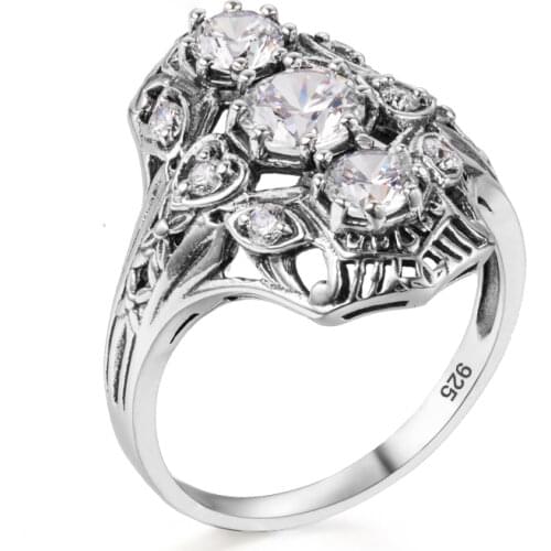 Silver chakra Rings With Cubic Zirkonia For Women