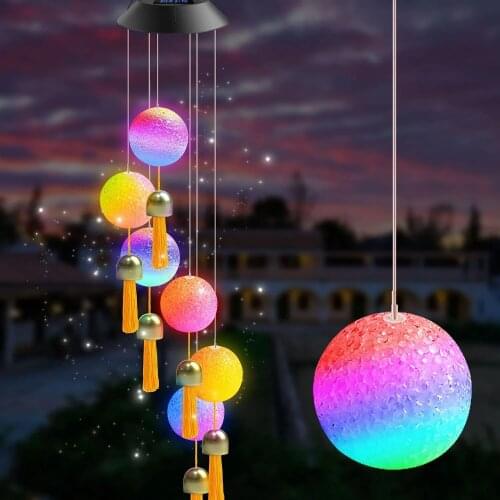 LED Color Changing Solar Power Wind Chime Light Mobile Wind Bell Lamp Portable Waterproof Outdoor Haning Light Patio Yard Gard