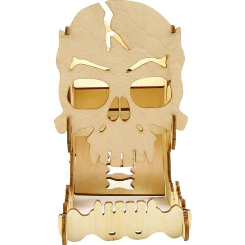 Dice Tower & Tray for Dice Games RPGs DND Board Game Dices - Wood Skull Modular