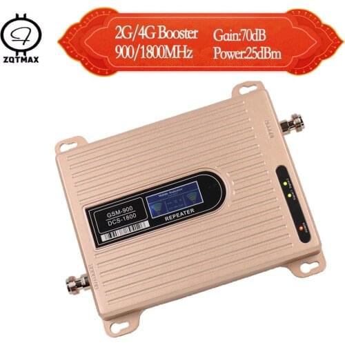 ZQTMAX 2g 4g Mobile Signal Amplifier gsm dcs booster LTE Data Cellular Repeater 70dB 900 1800 B3 B8 Dual band